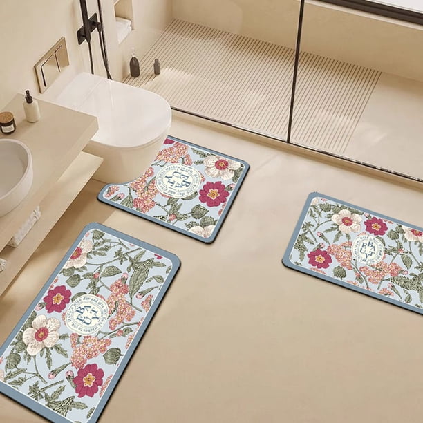 Juego de alfombrillas de baño - Diatom Mud Absorbente de Agua Secado Rápido 3 Piezas Alfombra de Inodoro y Puerta 40x60cm 50x80cm 50x60cm