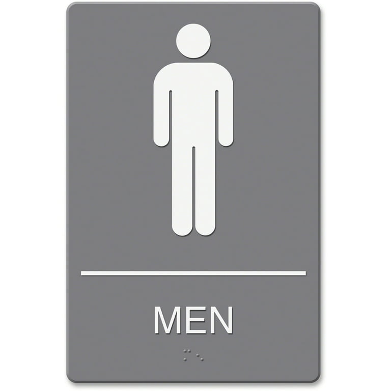 ADA Sign, Restroom Symbol Tactile Graphic, Molded Plastic, 6 x 9, Gray ADA Sign, Restroom Symbol Tactile Graphic, Molded Plastic, 6 x 9, Gray