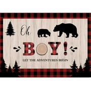 Lumberjack Baby Shower Backdrop Buffalo Plaid Oh Boy Photography Background Bear Boy Baby Shower Banner Party Supplies