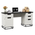 thumbnail image 2 of 59-Inch Farmhouse Executive Desk – Wooden Home Office Computer Table with 3 Drawers, File Drawer & Storage Cabinet, 2 of 7