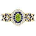 thumbnail image 2 of Dazzlingrock Collection 6X4mm Oval Peridot with Round Blue Sapphire & White Diamond Interweaving Double Halo Wedding Ring for Women in 14K Yellow Gold, Size 6, 2 of 6