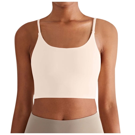 DHFJKG Camisole Tops For Women Slim Fit Padded Yoga Crop Top Thin Straps Sports Bra For Running Gym Workout Trendy Cami Shirt