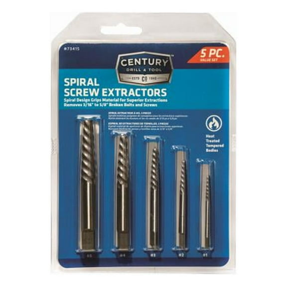 Century Drill & Tool 73415 Spiral Screw Extractor Set, 5-Pc. - Quantity 2