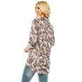 thumbnail image 3 of Haute Edition Women's Pattern and Solid 3/4 Roll Tab Sleeve Tunic Blouse Top, 3 of 4