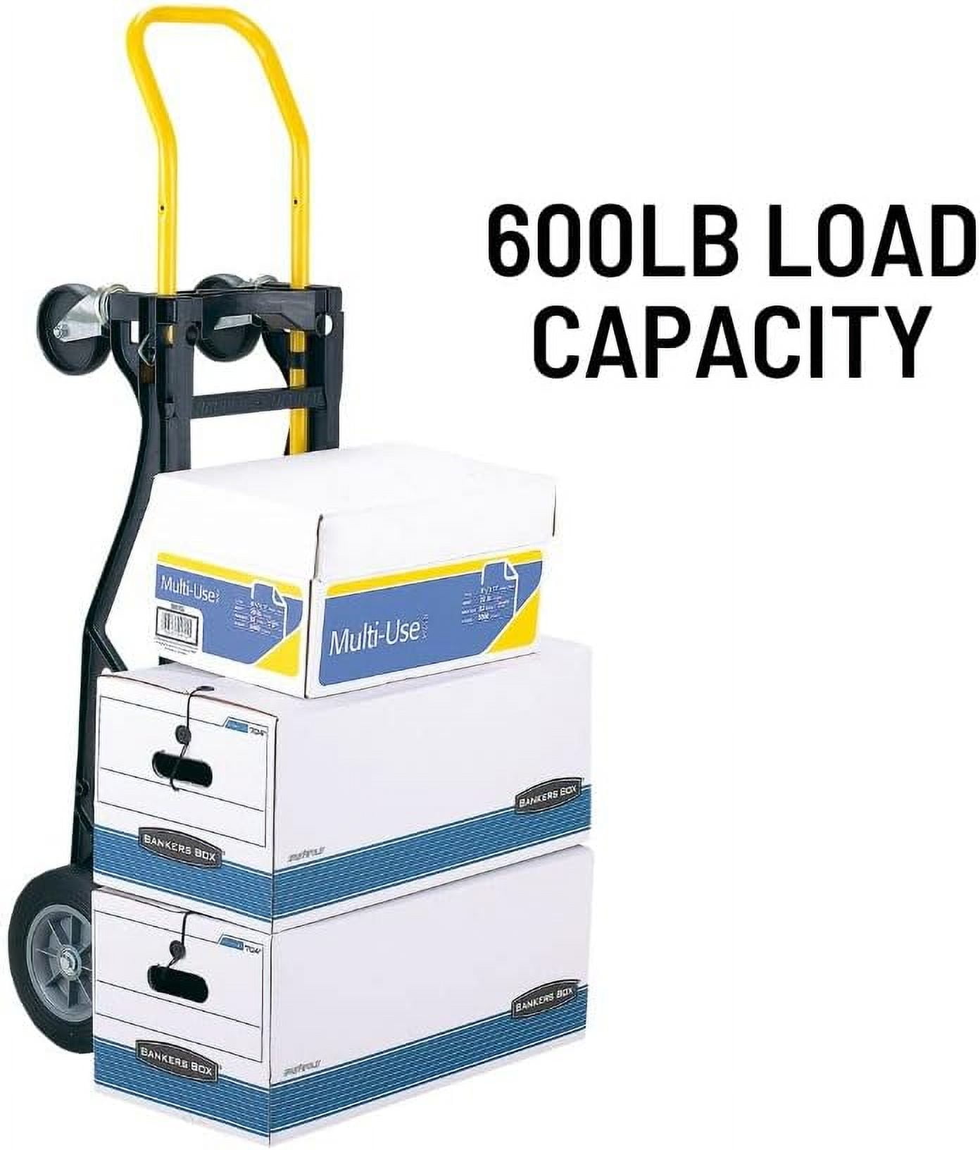 Harper Trucks PGDY8635P 700 lb Capacity Glass Filled Nylon Convertible Hand Truck and Dolly with 10" Flat-Free Solid Rubber Wheels,Black with Yellow Handle