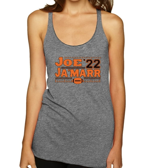 Wild Bobby Cincinnati Football Joe Ja'Marr 22 Sports Women Tri-Blend Racerback Tank Top, Premium Heather, Small