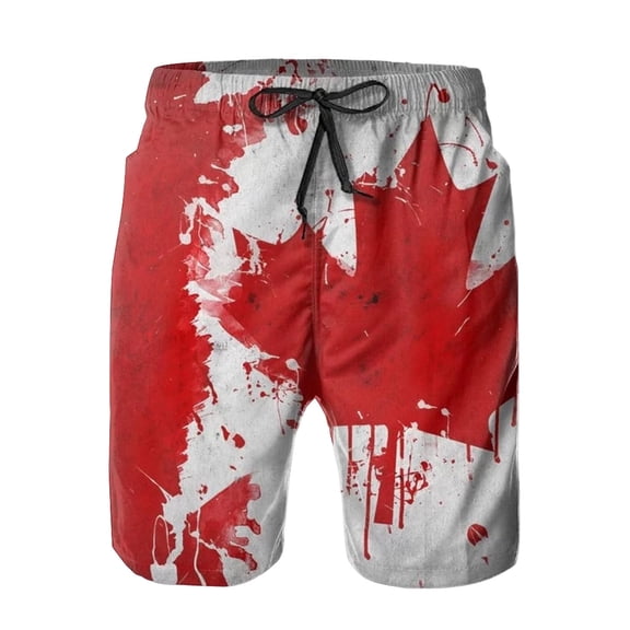 Gym Shorts Men Maple Leaf Print Drawstring Casual Fit Summer Beach Hiking Golf Shorts
