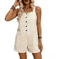 thumbnail image 3 of Guluxicc Women's Linen Romper Square Neck Loose Sleeveless Summer Jumpsuits One Piece Vacation Beach Outfits with Pockets, 3 of 6