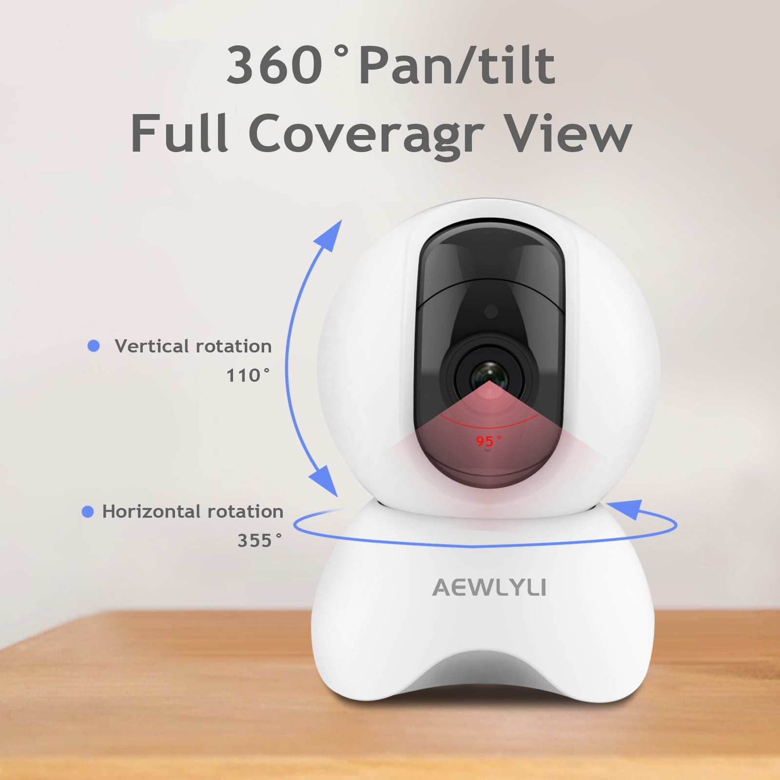 AEWLYLI Baby Monitor Security Camera, 360° 1080P HD WiFi Camera, Night Vision for Baby, Pet Dog and Elderly