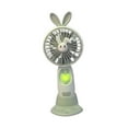thumbnail image 4 of Ventilador de mano con base, recargable por USB, compacto, silencioso, bonito ventilador portátil con forma de conejo. verde, 4 of 9