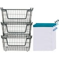thumbnail image 1 of Wire Baskets For Storage, Stackable Bins, Fruit Basket, Pantry Wire Baskets, Vegetable Storage, Onion Storage (Narrow), 1 of 7