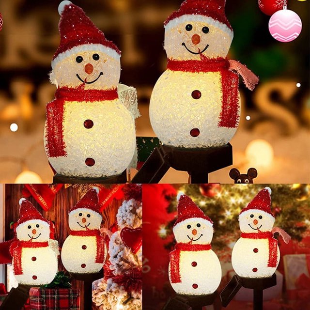 Luces solares navideñas con luz LED alimentada por energía solar, decoración para exteriores, lámparas de estaca para jardín, Navidad, color amarillo