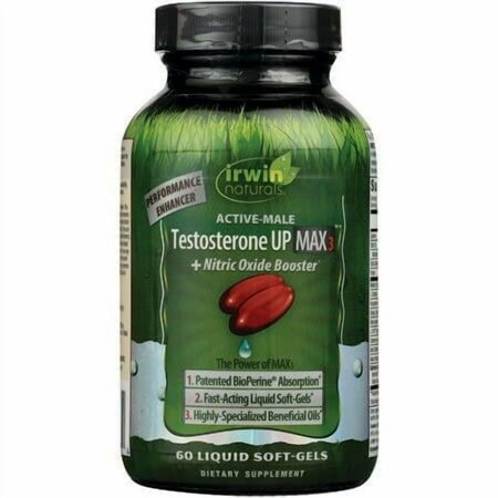 Irwin Naturals Active-Male Testosterone UP MAX3 + Nitric Oxide Booster, 60 Soft-gels