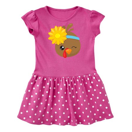 

Inktastic Thanksgiving Turkey Turkey With Sunflower Gift Baby Girl Dress