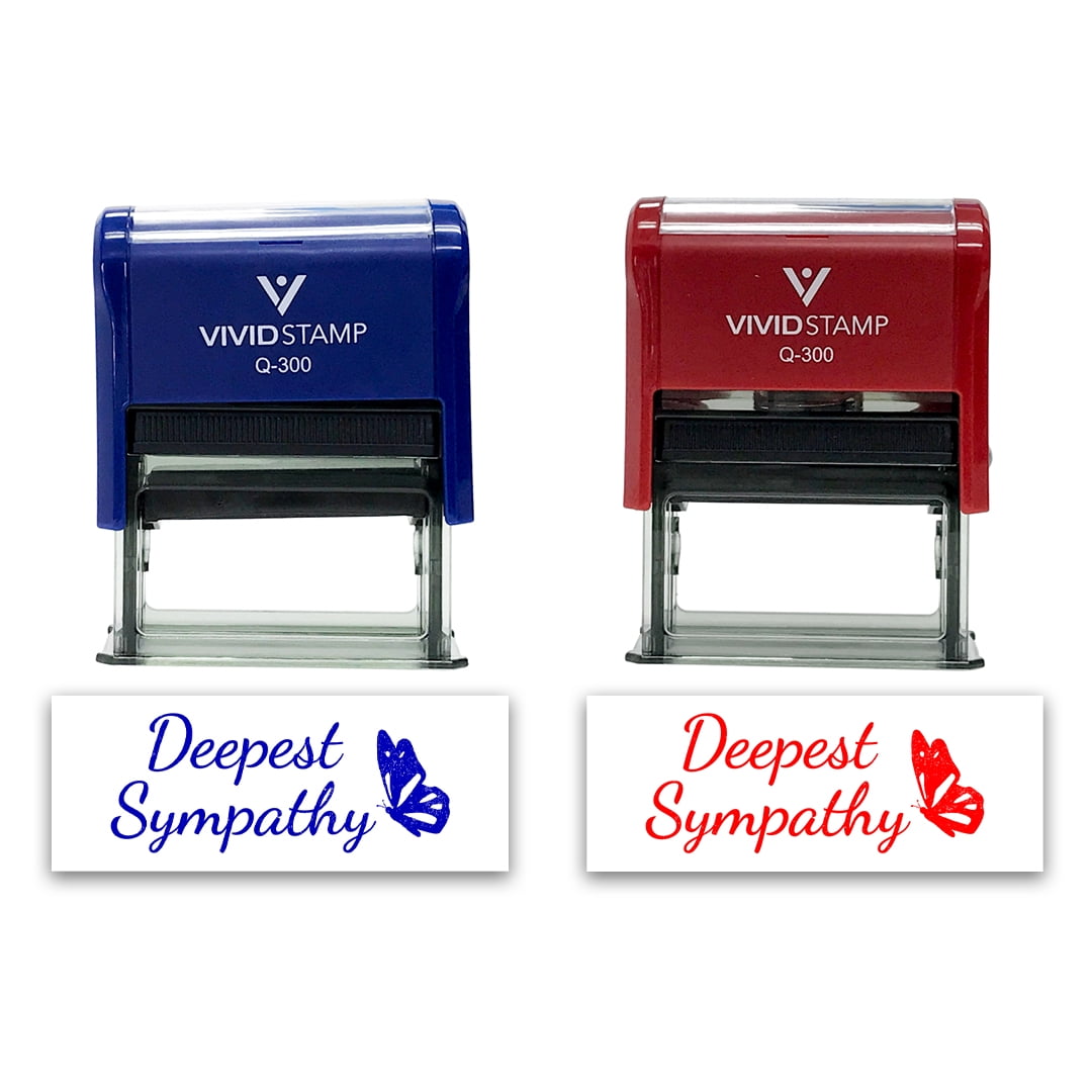 (3 pack) All Quality Deepest Sympathy Self-Inking Rubber Stamp | Family & Friends | Novelty Homely Stamps (Red Ink) - Q-300
