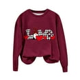 thumbnail image 4 of Penkiiy Womens Christmas Sweatshirts 2024 Cute Gnome Graphic Crewneck Pullover Casual Long Sleeve Tee Shirts Holiday Tops L Wine, 4 of 5