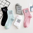 thumbnail image 5 of Calcetines de mujer de primavera y verano, calcetines de mujer de estilo japonés, lindos, divertidos, con expresión de ojos grandes, medias de tubo para dormir, 5 of 5