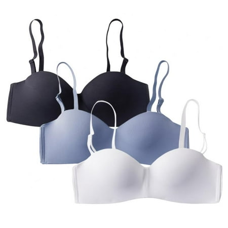 

3pcs Women Bralette 1/2 Cup Bra Back Closure Bra Adjustable Strap Bra Strapless Bra Wire Free Bra Thin Mold Cup Bra Two Wear Bra Female Summer Thin Bra Dress Wild Bra