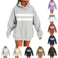 thumbnail image 6 of Moxiu Oversized Hoodie Sweatshirt for Women Pullover Colorblock Hoodie Fall Winter Fleece Hooded Sweater Tops with Pocket 2025 Beige,M, 6 of 6