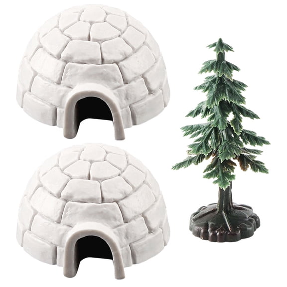 OGITUDE 1 Set Artificial Polars Ice House Figurine Realistic Ice House Decor Mini Christmas Tree