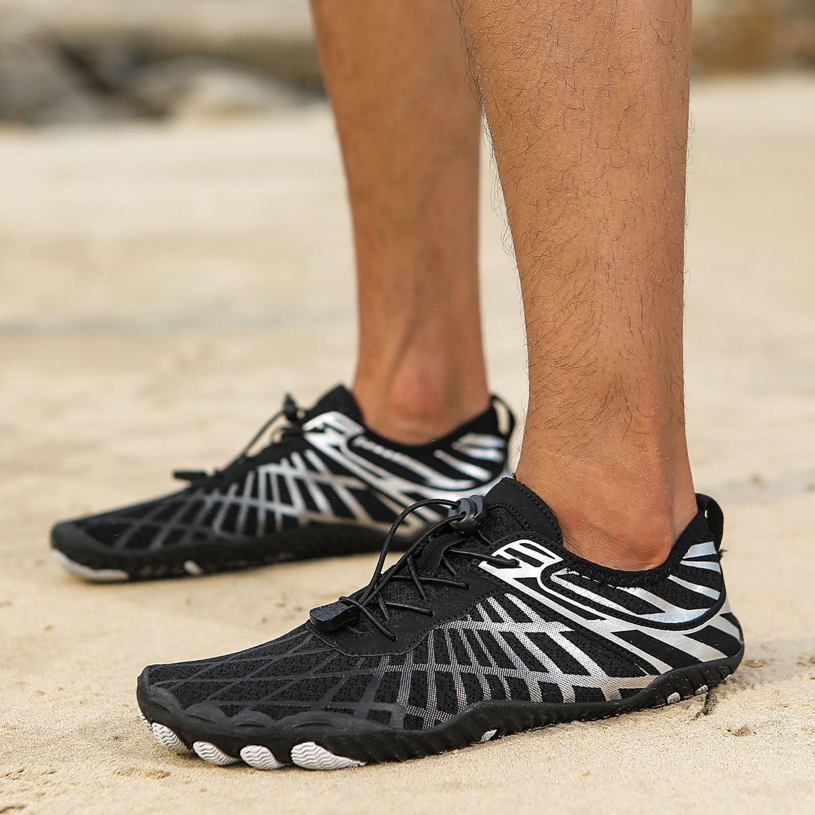 Dakaela Hike Barefoot Shoes Athletic Hiking Minimalist Water Sneakers Wide Toe Box Running Shoe Silver 9