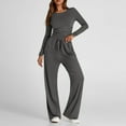 thumbnail image 5 of UPPADA Outfits for Women Summer 2 Piece Sets Sweatsuit Lounge Set Side Ruching Crop Top and Wide Leg Pants 2 Piece Lounge Sets Dark Gray,L, 5 of 7