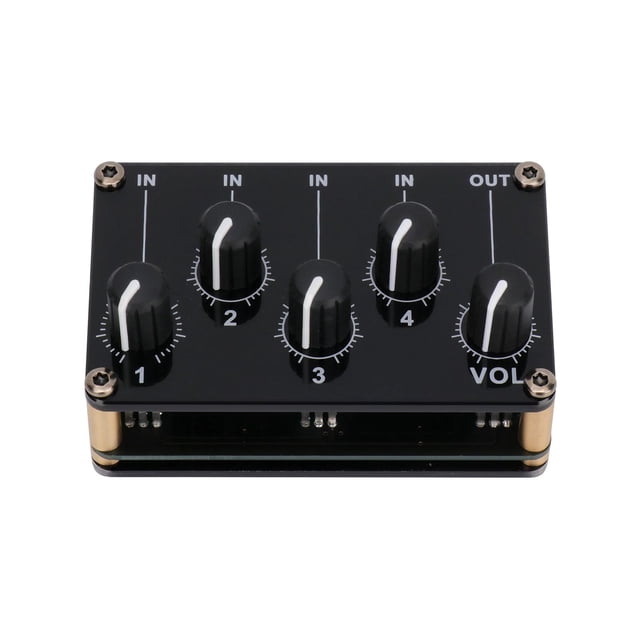 NATEFEMIN Passive Audio Mixer Portable 4 Channel 3.5mm Stereo Line Volume Controls Recording Low Noise Compact