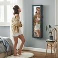 thumbnail image 3 of SONGMICS 6 LEDs Mirror Jewelry Cabinet 47.2-Inch Tall Lockable Wall or Door Mounted Jewelry Armoire Organizer with Mirror 2 Drawers 3.9 x 14.6 x 47.2 Inches Christmas Gifts Rustic Blue Rustic Blue, 3 of 8