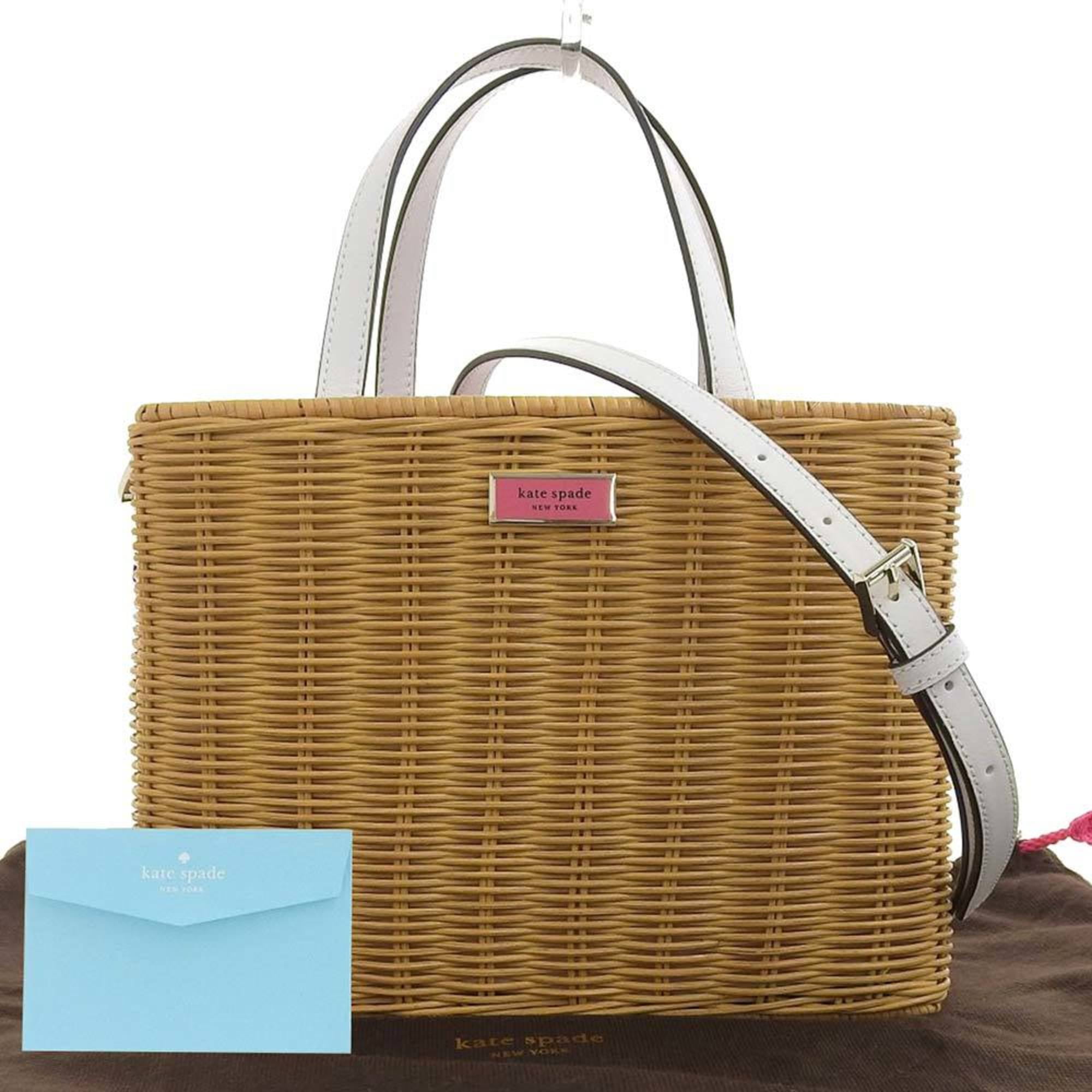 Authenticated Used Kate spade KATE SPADE handbag basket bag floral design  2WAY rattan leather PXRVA264 