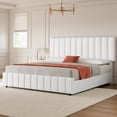 thumbnail image 6 of Hetoy Queen Size Bed Frame with 4 Storage Drawers and Adjustable Headboard, Linen Upholstered Platform Bed Frame with Wooden Slats Support, No Box Spring Needed, White, 6 of 8