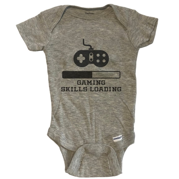 Gaming Skills Loading Funny Video Games Humor Baby Bodysuit - Grey
