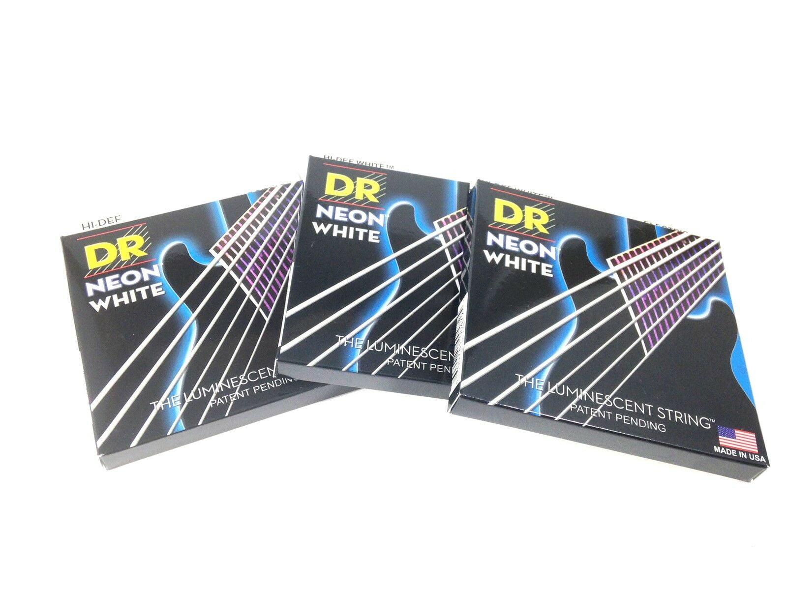 DR Strings Guitar Strings 3 Pack Electric Neon White 11-50 Heavy