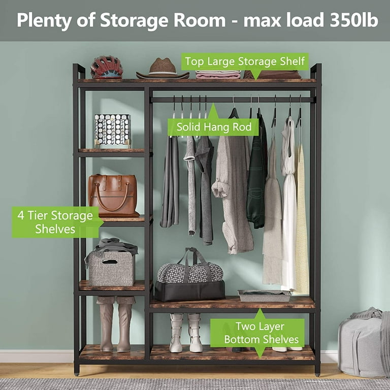 Clothes rack discount with shelves walmart