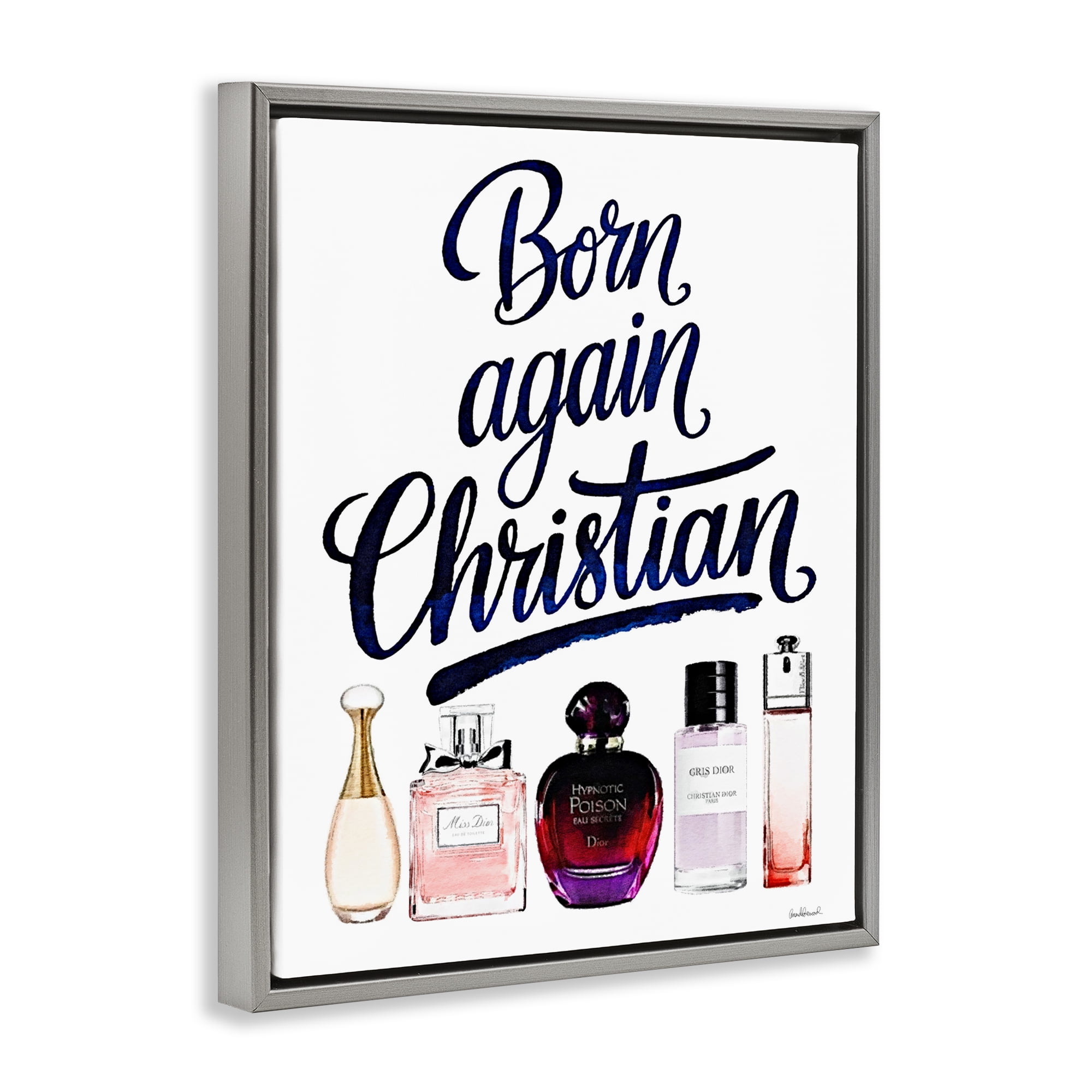 Born Again Christian Skincare Gray Framed Floater Canvas Wall Art, design by Amanda Greenwood