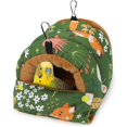 thumbnail image 4 of Casa de nido de pájaro, cabaña cálida de invierno para acurrucarse, cama de pájaro, hamaca colgante para loros, periquitos, periquitos, caique, cacatúas de Senegal, conures (pequeño, verde), 4 of 5