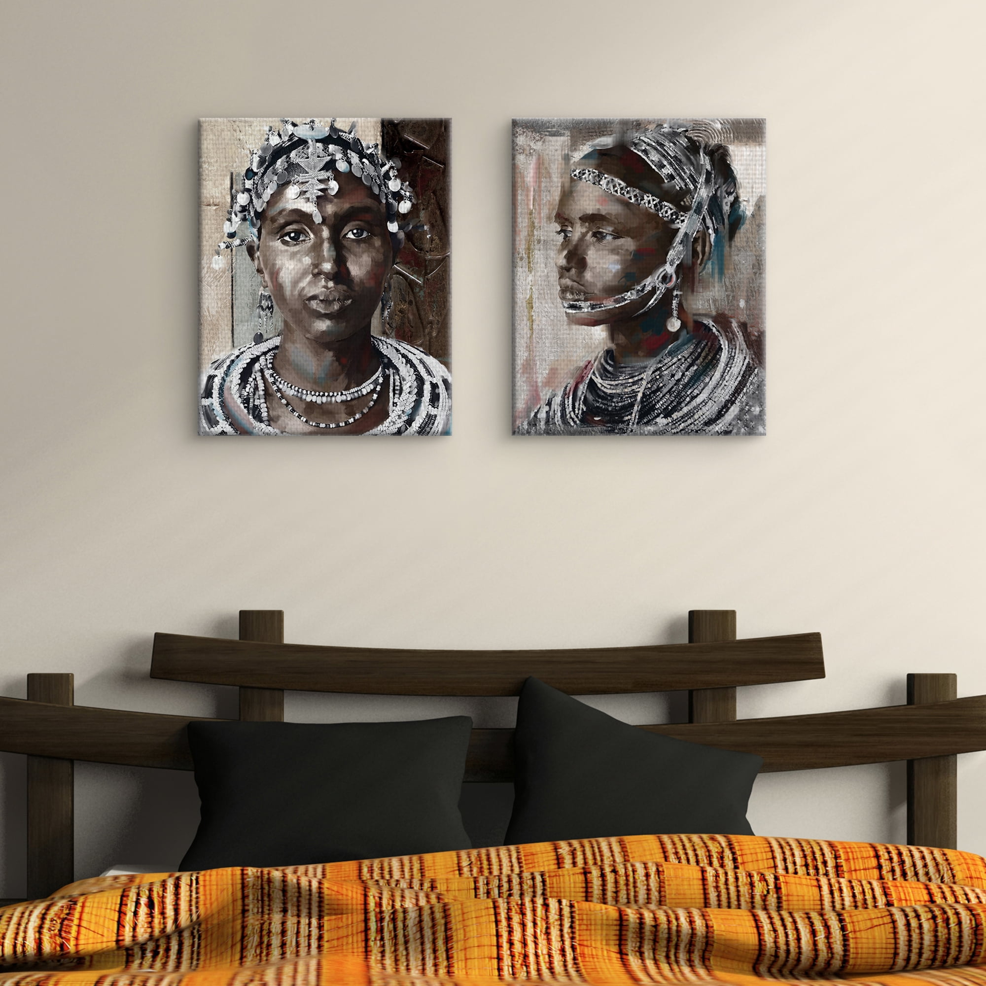 Fine Art Canvas Heritage I & II African Portrait by Maggie Davis Canvas Art Print