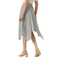 thumbnail image 3 of INSPIRE CHIC Women's Elastic Waist Chiffon Handkerchief Hem Flare Midi Skirt M Light Gray, 3 of 6