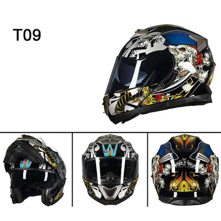 Motorcycle Modular Full Face Helmet DOT， Motorbike Street Helmet with Sun  Visor Bluetooth Space for Adult,Youth Men and Women. 