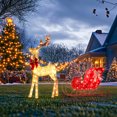 thumbnail image 4 of MIDOQIN Reindeer and Sleigh Christmas Decoration with 160 LED Lights, Outdoor Yard Christmas Deer Decorations for Patio Lawn Garden Party, 4 of 8