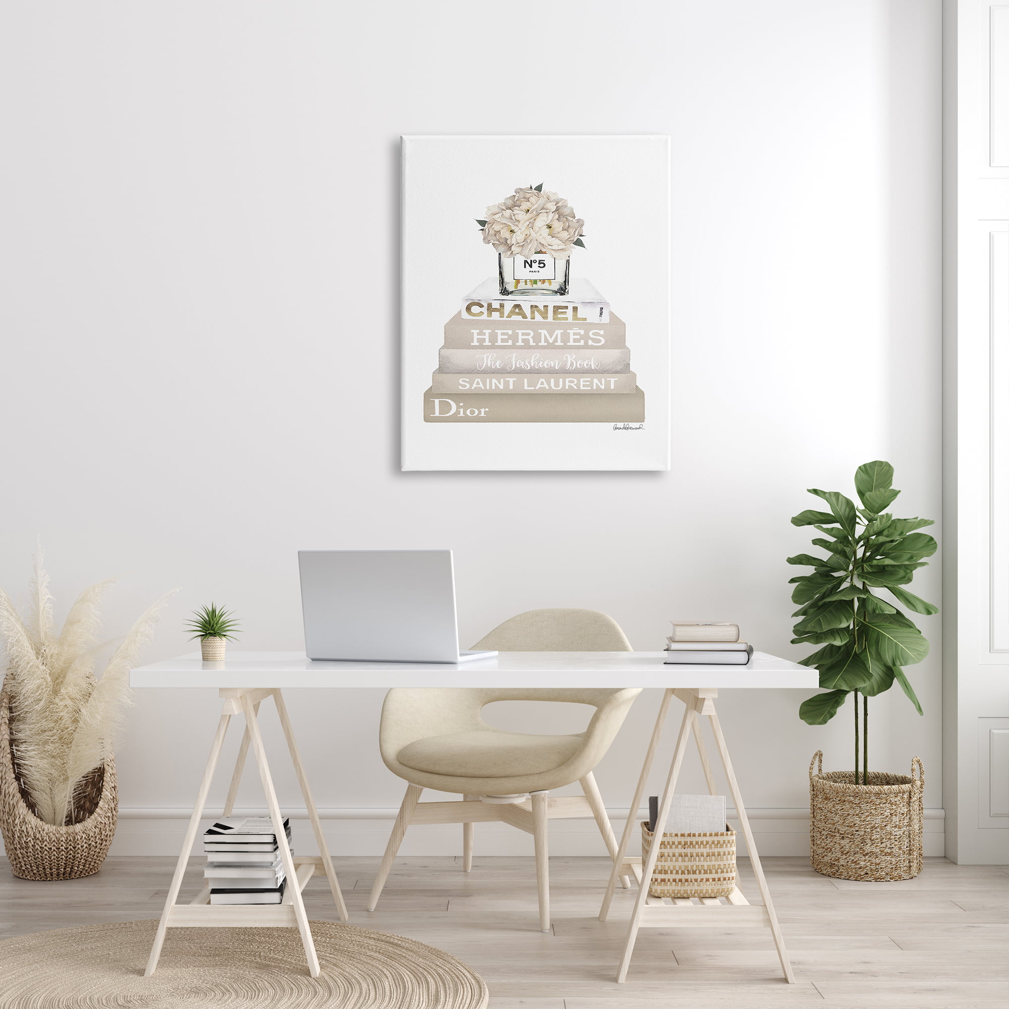 Bookstack Metallic Silver' Graphic Art Print on Canvas East Urban Home Size: 26 H x 18 W x 1.5 D