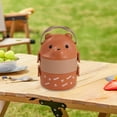 thumbnail image 4 of Glasses Bear Lunch Box Set,Double Layer Divided Bento Storage Container,Microwave Safe Leakproof Meal Box,Portable Student Office Lunch Carrier,Large Capacity Cutlery Handle Lunch Kit, 4 of 6