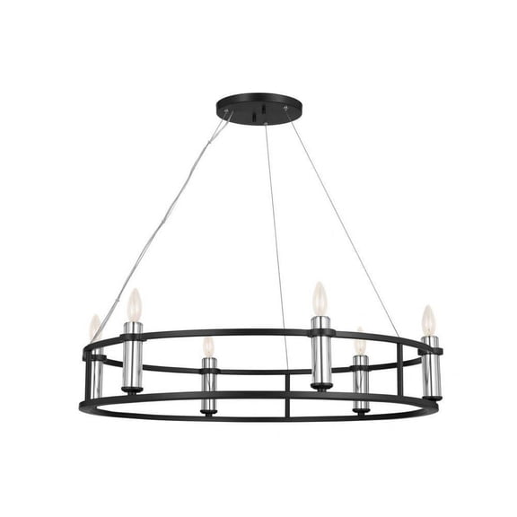 6 Light Chandelier in Traditional Style-6.5 inches Tall and 33.25 inches Wide-Black Finish Bailey Street Home 147-Bel-4964783
