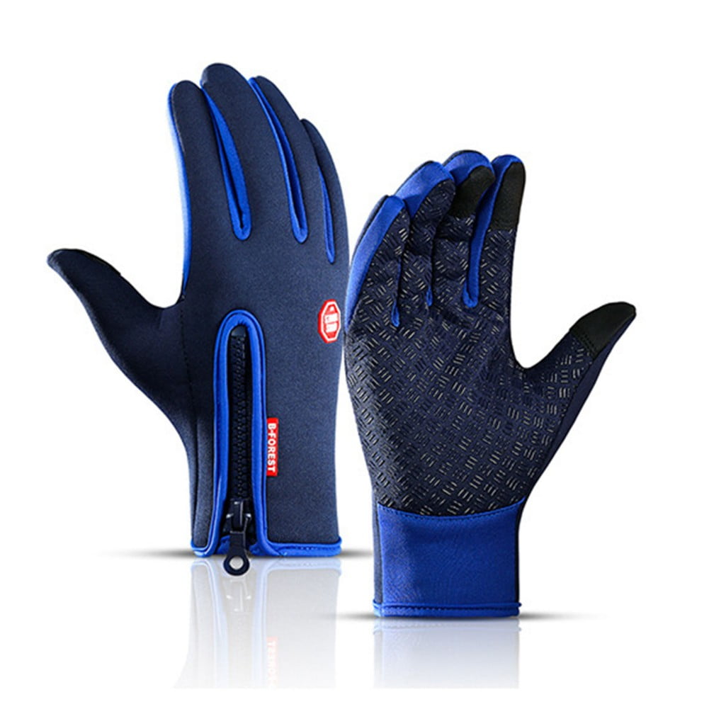 Blue Neoprene Touch Screen Waterproof Bicycle Bike Cycling Winter Gloves M L XL 