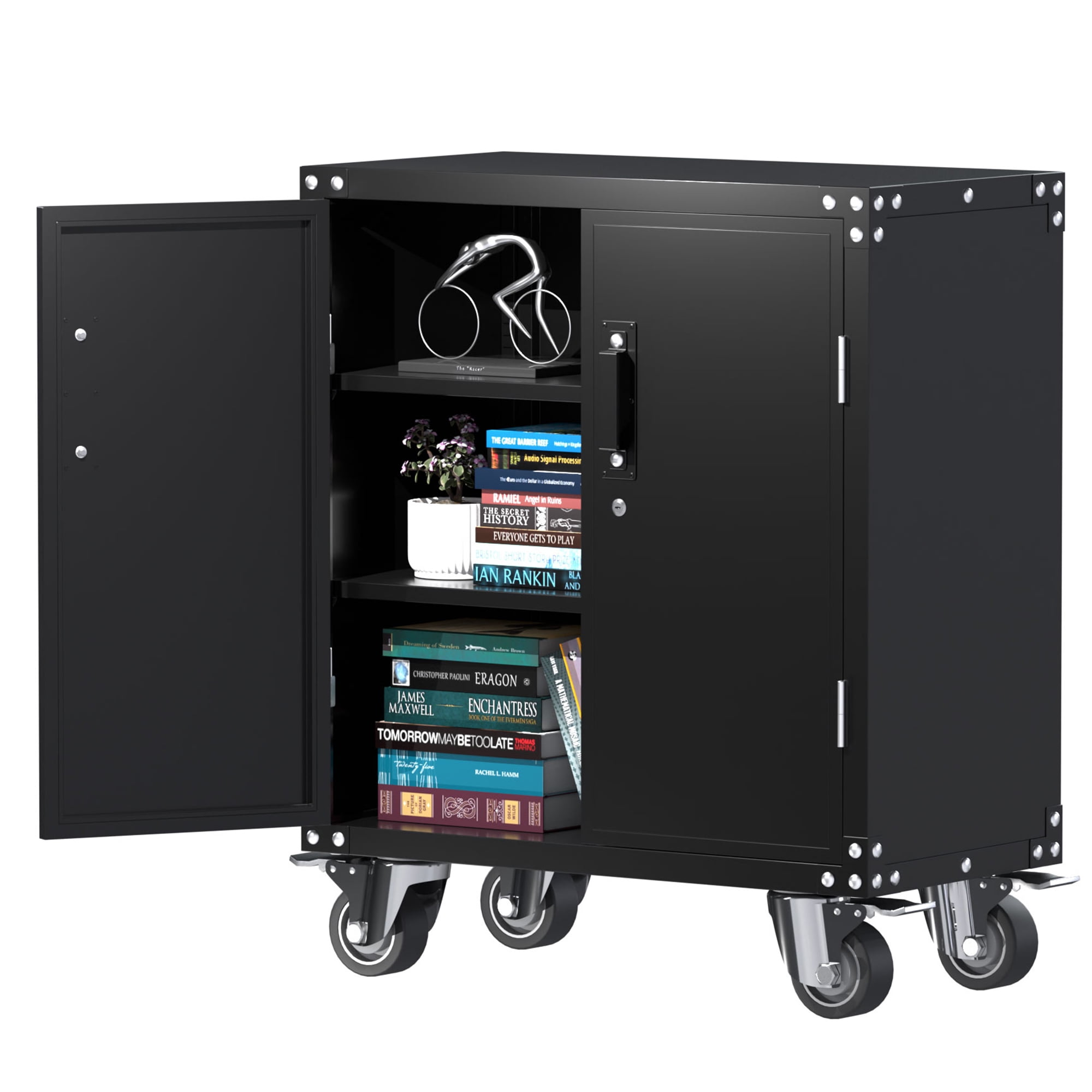 Buy AOBABO Metal Storage with Wheels,Lockable Storage