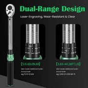 3/8 Drive Click Torque Wrench Set, 5-60 N.m, 32PCS Professional Torque Tool Kit with Extension Bar, Adapter, Bits & Portable Case for Bicycle, Motorcycle, Car Maintenance