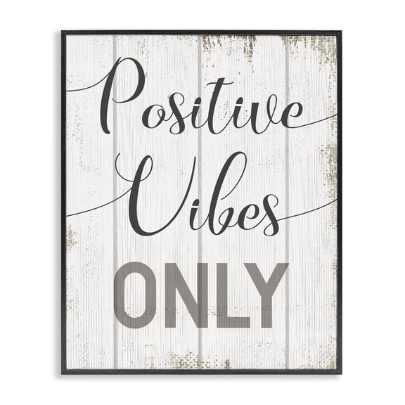 Stupell Industries Rustic Lodge Positive Vibes Only Distressed Black Framed Giclee Art, 11 x 14, by Lil' Rue