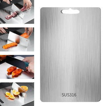 Titanium Cutting Board, Steel Cutting Boards For Kitchen, Double-Sided Stainless Steel Cutting Board 316 for Cutting Vegetables Meat (15.4 * 11 in)