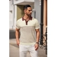 thumbnail image 3 of COOFANDY Mens Knit Polo Shirts Casual Short Sleeve Striped Polo Top Shirts Button Down Business Shirts, 3 of 5
