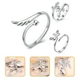 thumbnail image 2 of GOOHOCHY 3pcs ala anillo abierto pequeño anillo de libélulas ajustables anillos de hoja regalos para mujeres niñas, 2 of 8
