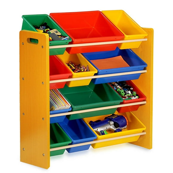 SortWise Kids Toy Storage Organizer, Toys Boxes with 12 Plastic Bins for Kids Bedroom Playroom